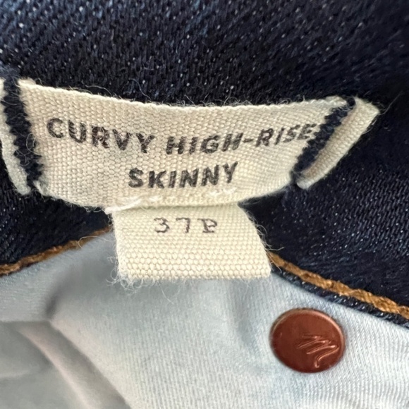 Madewell Curvy High Rise Skinny Dark Wash Blue Jeans Womens 37P - Picture 3 of 11